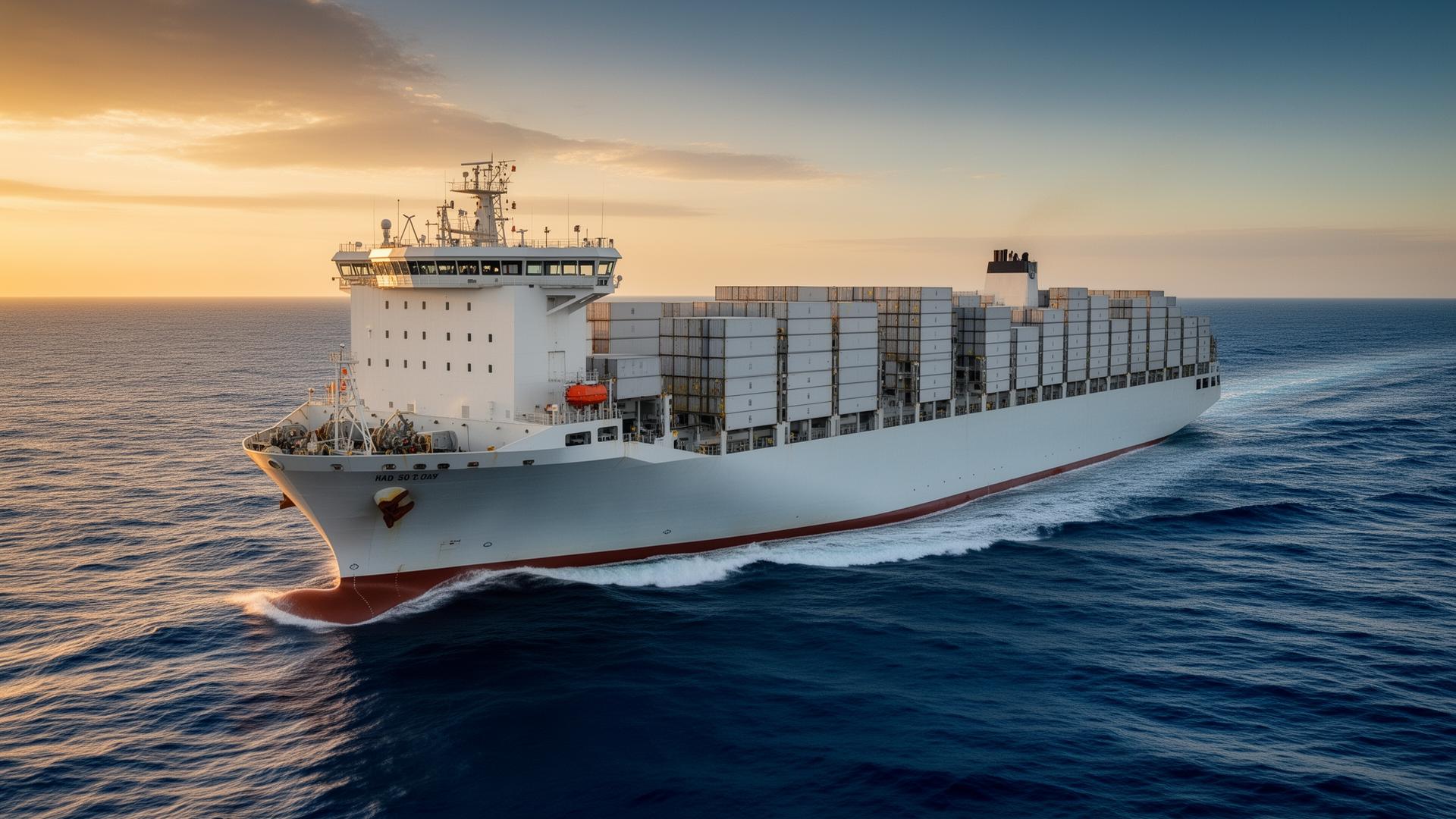 Navio porta-contentores em alto mar